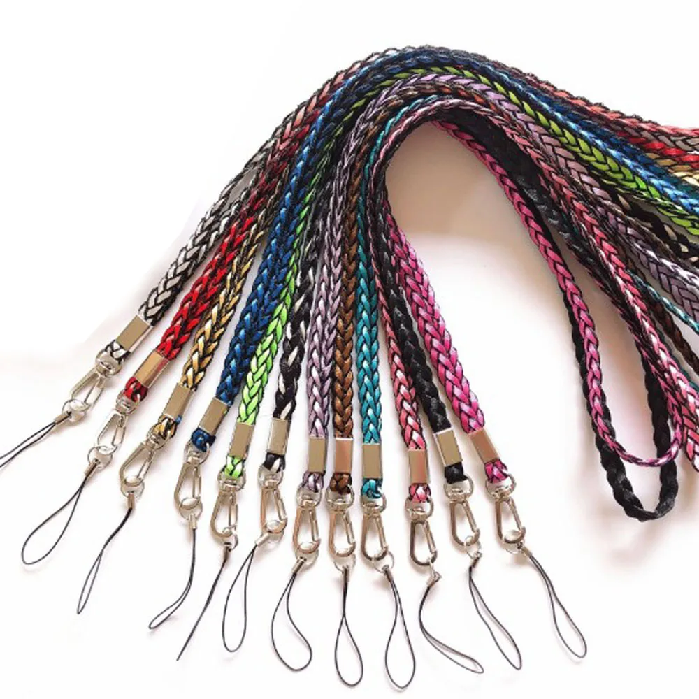 10 Pcs Lanyard Key Chain Straps Keychain for Pass Card Id Card Sleeve Lanyards Mobile Phone Camera PU Weave