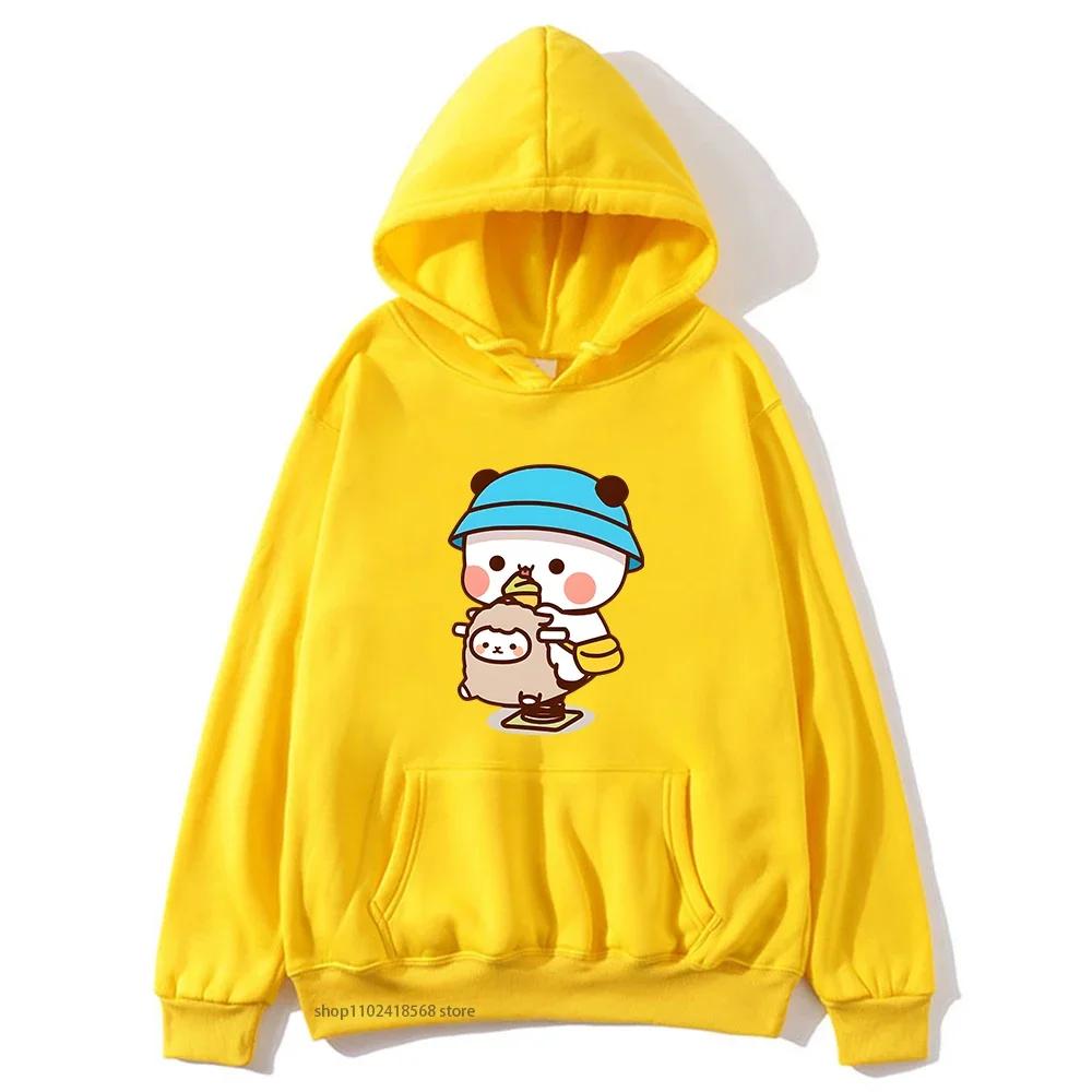 Cute Couple Bubu and Dudu Is Playing At The Park Graphic Hoodie Men's Sweatshirt Panda Bear Clothes Women Kawaii Casual Pullover