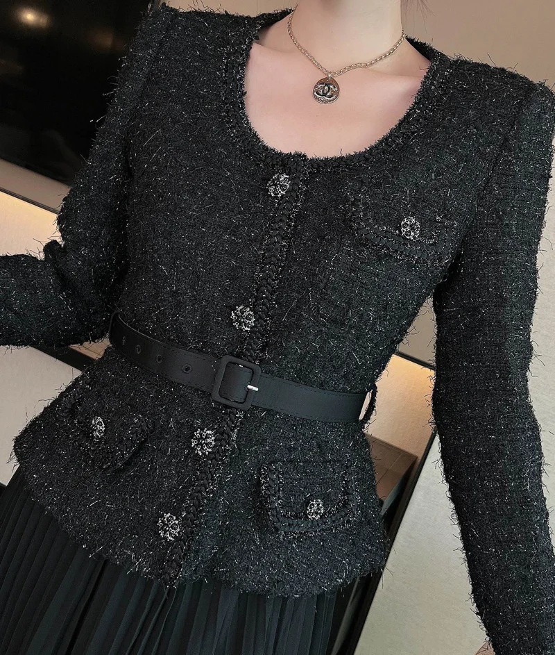 Vintage Beading Buttons O-neck Black Dress With Belt Summer Women Evening Dresses Ladies Wedding Party Clothes Tide