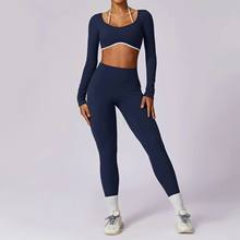 Women’s 2PCS Yoga Set with Long Sleeve Crop Top
