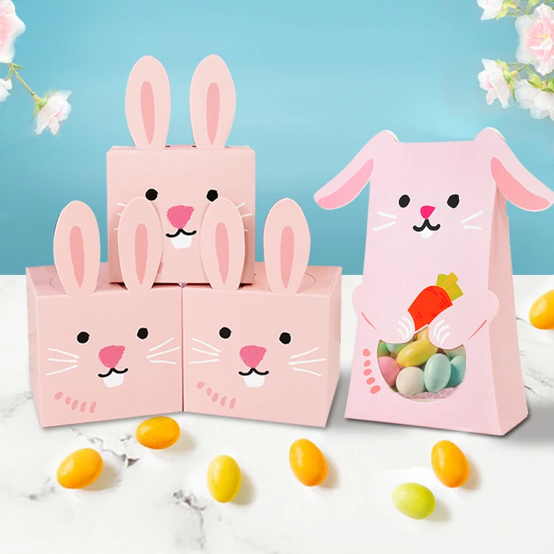 

5pc Easter Gift Box Cartoon Rabbit Candy Boxes Happy Easter Party Decoration Birthday Baby Shower Dessert Biscuit Baking Packing