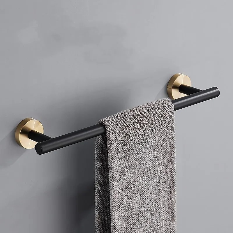 Toilet paper holder bathroom hardware set bathroom hardware accessories Black and Gold Stainless Steel Bathroom Hardware set Towel Bar Toilet Paper Holder Clothes Hook Bathroom Roll Towel Rack Ring