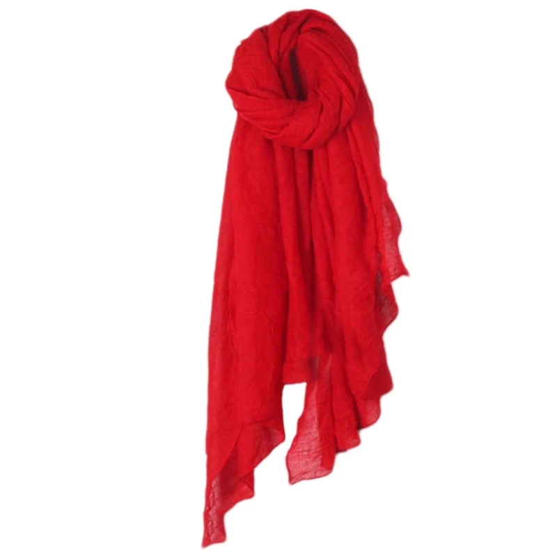 Sciarpa Lunga Donna In Misto Cotone - Scialle Oversize Elegante, Unica, Leggera - Colore Rosso (e Tante Varianti) - 2