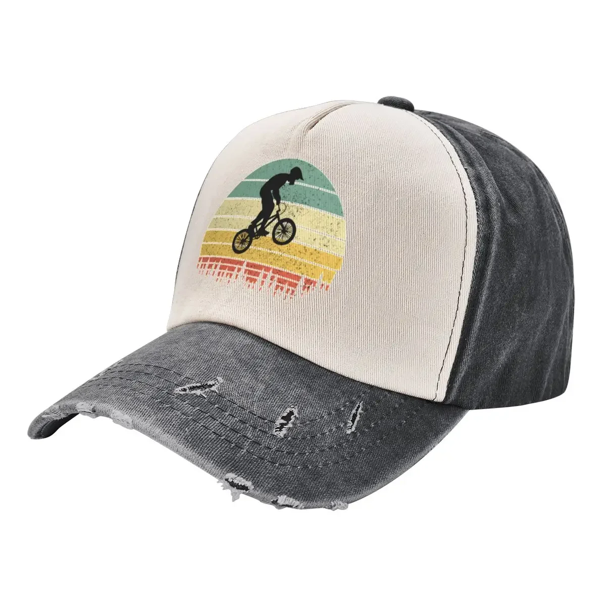 

BMX Bike Boy Jumping Over Trees at Sunset Baseball Cap Christmas Hat Hood Anime Beach Outing Boy Child Women's
