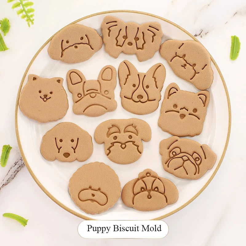 Cute Cartoon Dog Biscuit Mold Teddy Corgi Chewing Bones 3d Three-dimensional Pressing Biscuit Cutter Diy Cake Baking Tool Home