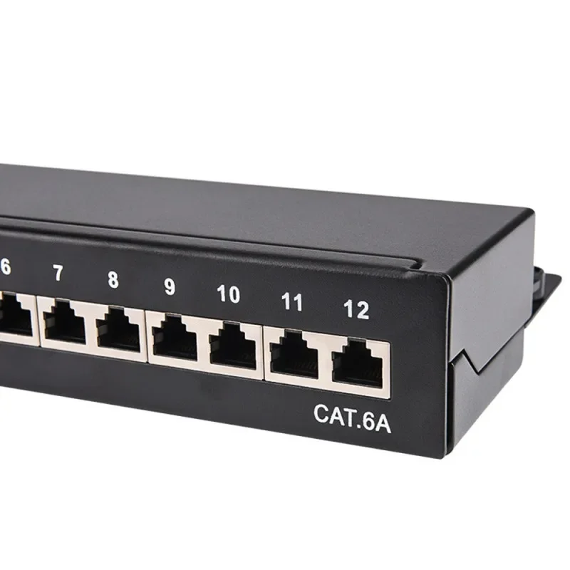 Cat6A 12 Port Patch Panel Full Shielded Wall Mounted for RJ45 Keystone Jack Sockets Desktop Wall Mount Keystone patch panel enclosure