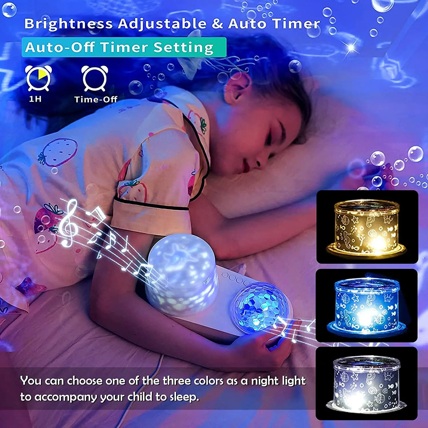 Galaxy Star Ocean Projector Night Lights by Music Speaker Starry Sky Projection Lamp for Home Room Decor Kids  Adults Baby Gift