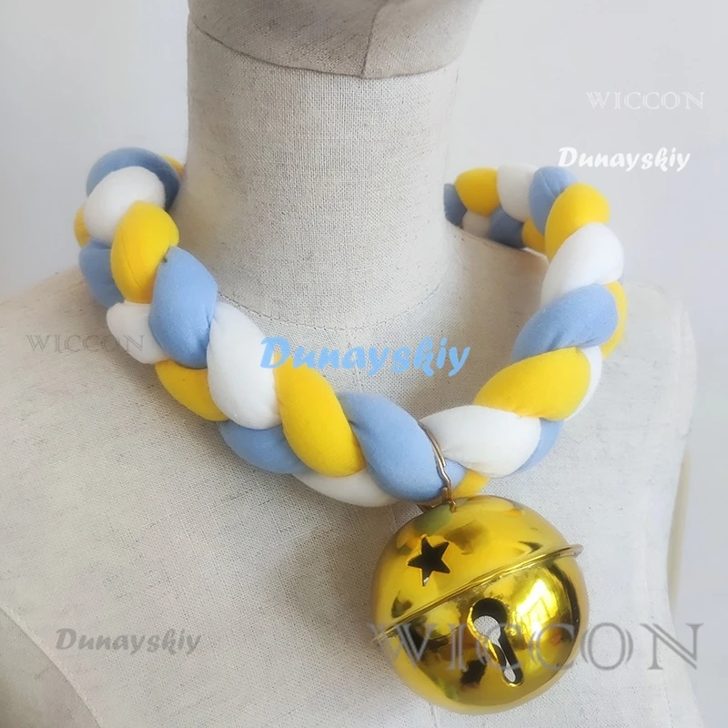 Fursuit Braided Choker Necklace Rope Necklace Bell Collar 65cm for Furry Cosplay