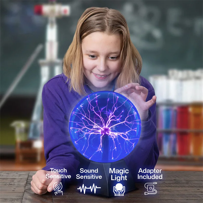 3/4/5/6/8Inch Novelty Magic Plasma Ball Light Touch Night Light Glass Plasma Lamp Kids Gift Christmas Party Decor Table Lights novelty magic crystal plasma ball touch lamp 220v led night light child nightlight birthday christmas kids decor gift lighting