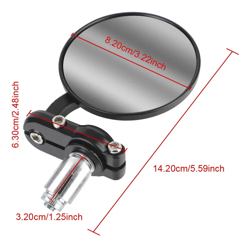 Motorcycle Mirror: 22mm Universal Rearview Side Mirror 2pcs Handle Bar End Mounting for Motorbike