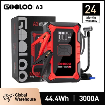 GOOLOO A3 3000A Portable Car Jump Starter with 150PSI Air Compressor and LED Light
