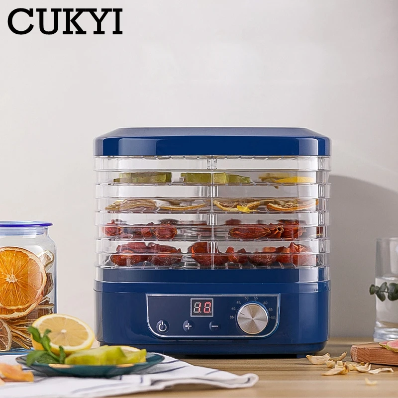 CUKYI Dried Fruit Vegetables Herb Meat Machine Household MINI Food Dehydrator Pet Meat Dehydrated 5 Trays Snacks Air Dryer EU 6