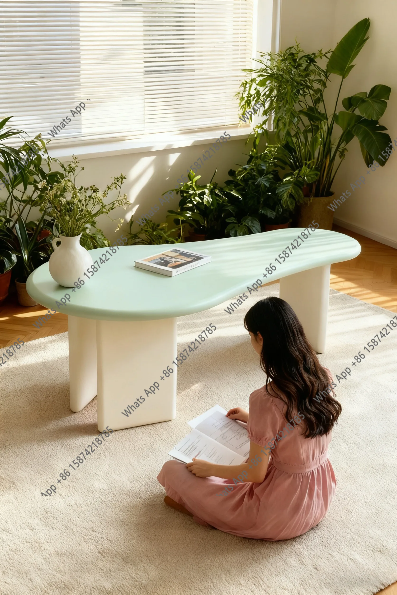 K table de travail style moderne nordique simple bureau de forme spéciale petite table à manger style crème table de travail style moderne
