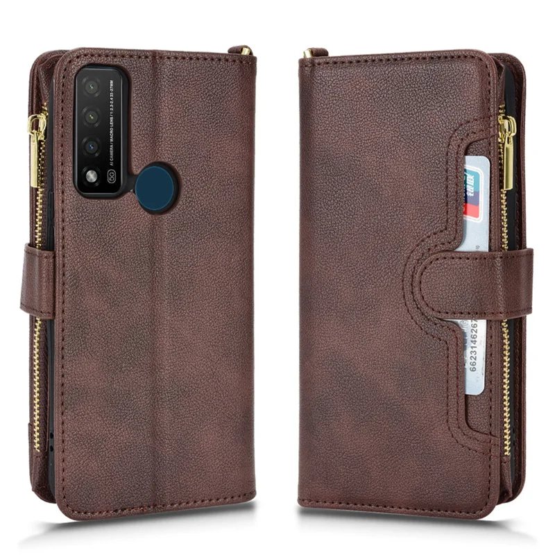 

Suitable For TCL 20R 5G Luxury Zipper Bag with Cord Leather Case for TCL 20AX 5G TCL Bremen 5G Phone Case