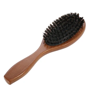 Spazzola per capelli con setole di cinghiale naturale Pettine da donna Spazzola ovale antistatica per estensione dei capelli Spazzola per massaggio del cuoio capelluto Manico in legno di faggio 1