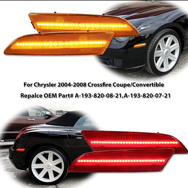 Luci Posizione Laterali Fumo Per Paraurti Chrysler Crossfire 2004-2008 – Kit 2 Pezzi, Sostituzione Diretta DOT/SAE, Impermeabile IP67