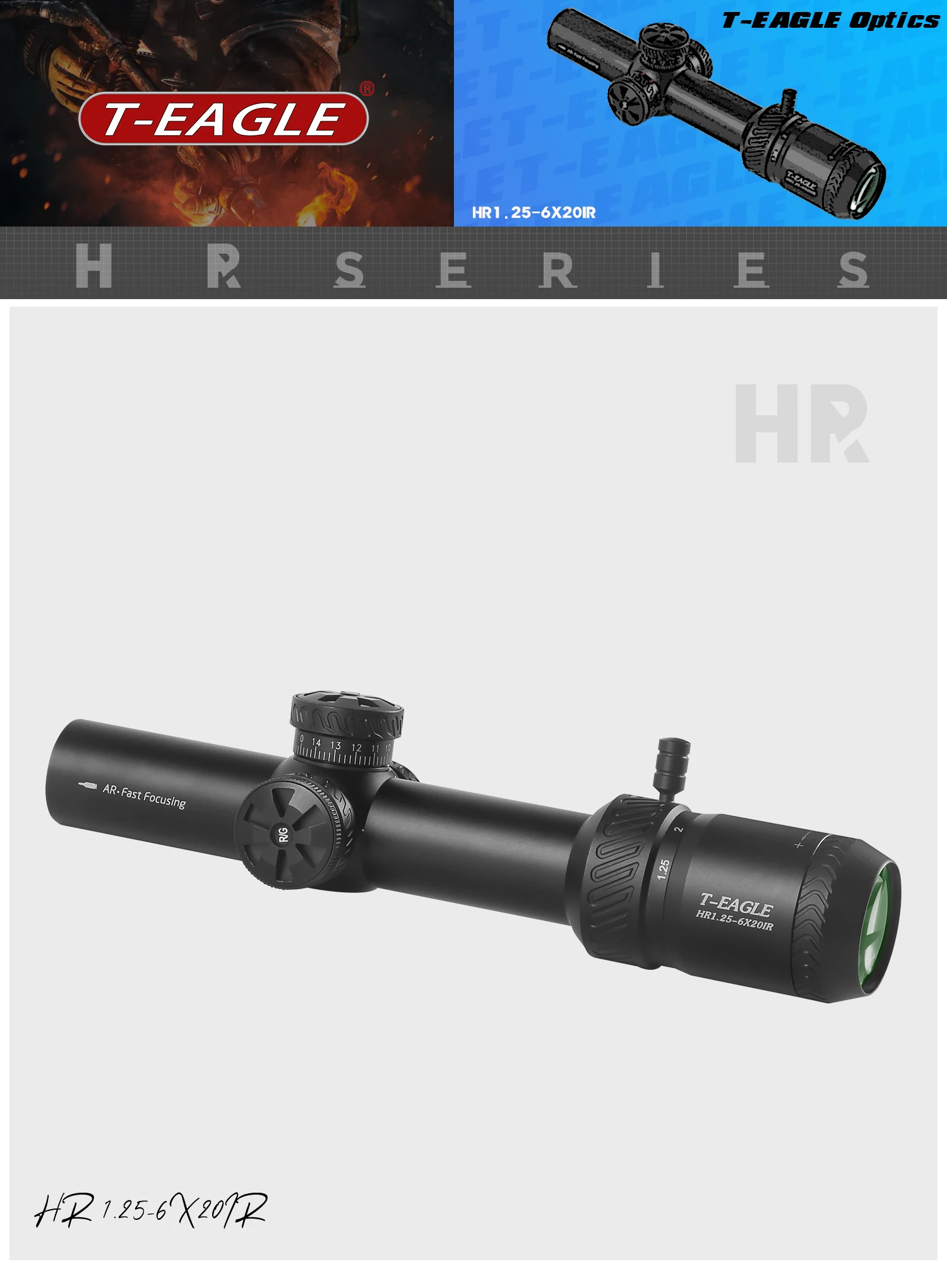 T-EAGLE Hunting Riflescopes Optical Rifle Scope Airsoft Guns Sight  Shock Proof Tactical Equipment Collimator HR 1.25-6X20IR HK