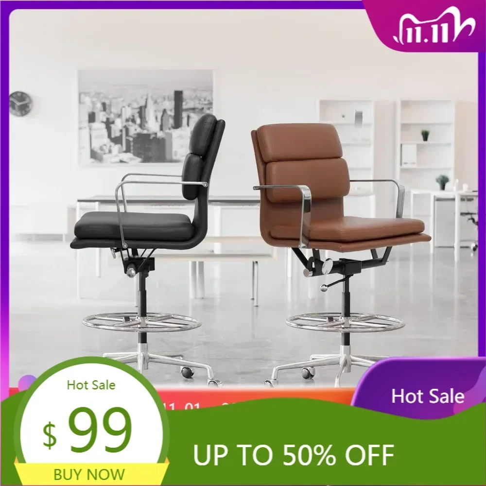 ergonomic padded drafting chair for standing desks: height-adjustable, armrests, and comfort cushioning