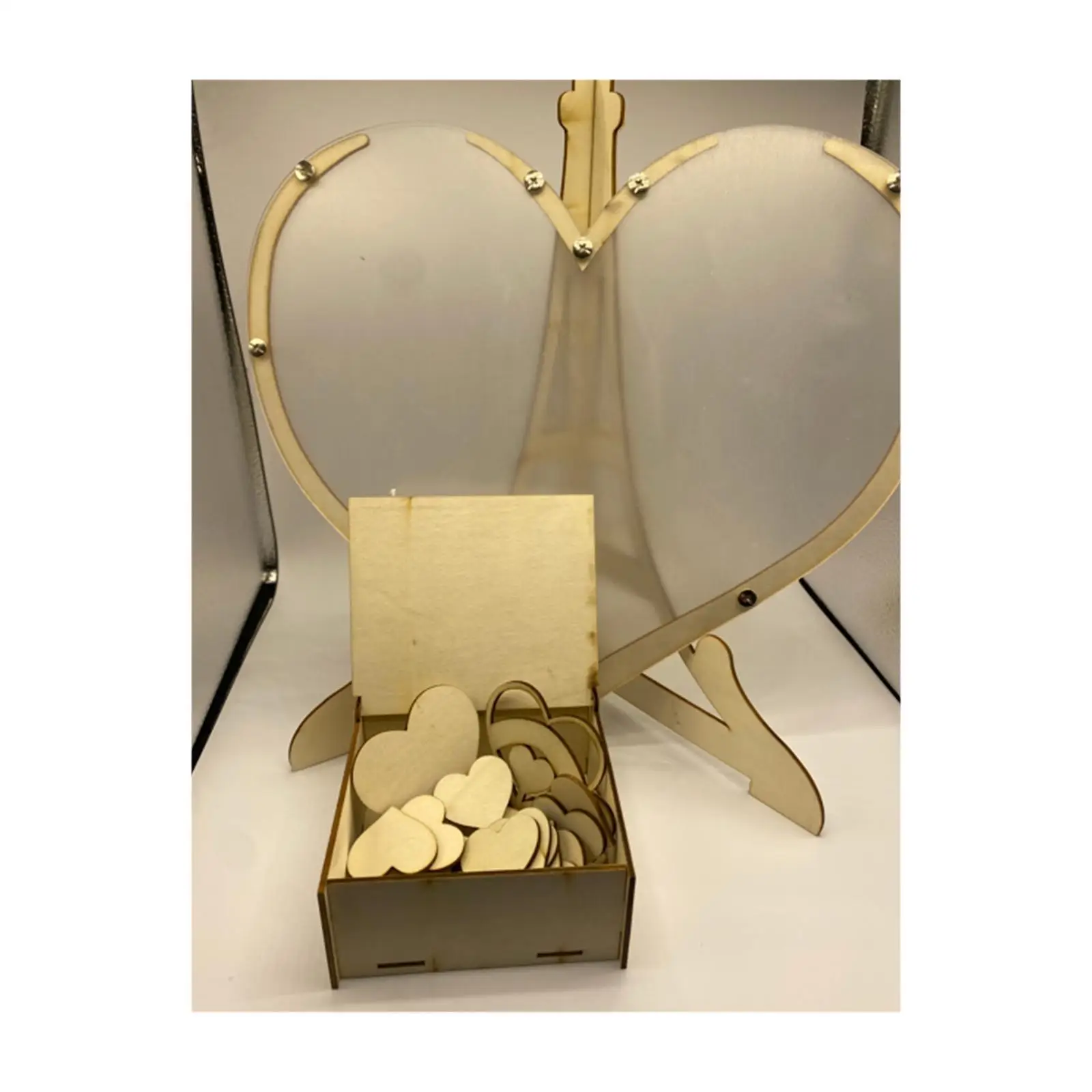 Wedding Guest Book,Wooden Frame Rustic Ceremony Sign with Stand Heart Drop Box for Party Indoor Wedding Reception Baby Shower