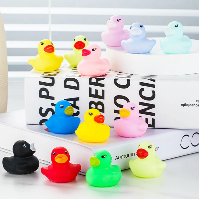 

100pcs 3.5cm Squeaky Rubber Duck Duckie Float Bath Toys Baby Shower Water Toys For Swimming Pool Party Toys Gifts For Boys Girls