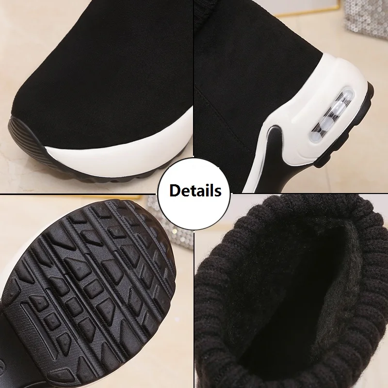 Aphixta Winter Snow Boots 5cm Height Increasing Women Shoes Short Plush Wedge Heel Ladies Shoes botas mujer invierno 2023
