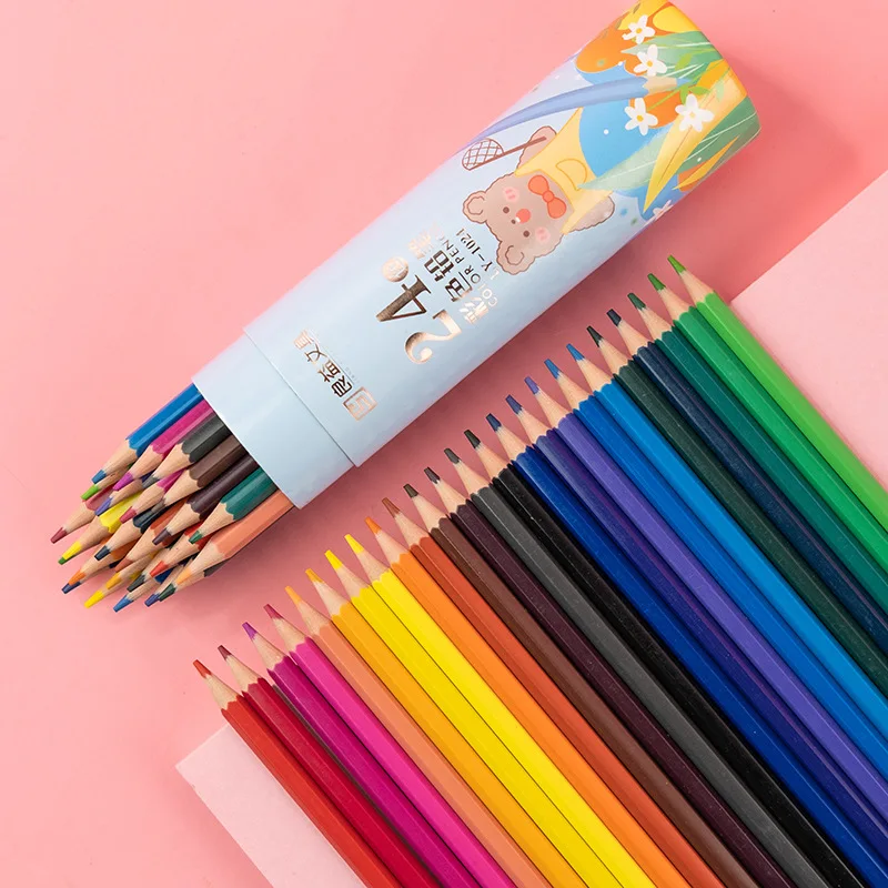12-48 Color Oily Plastic Color Pencil Water-soluble Children's Painting Stationery Set School Students Art Graffiti Supplies 6