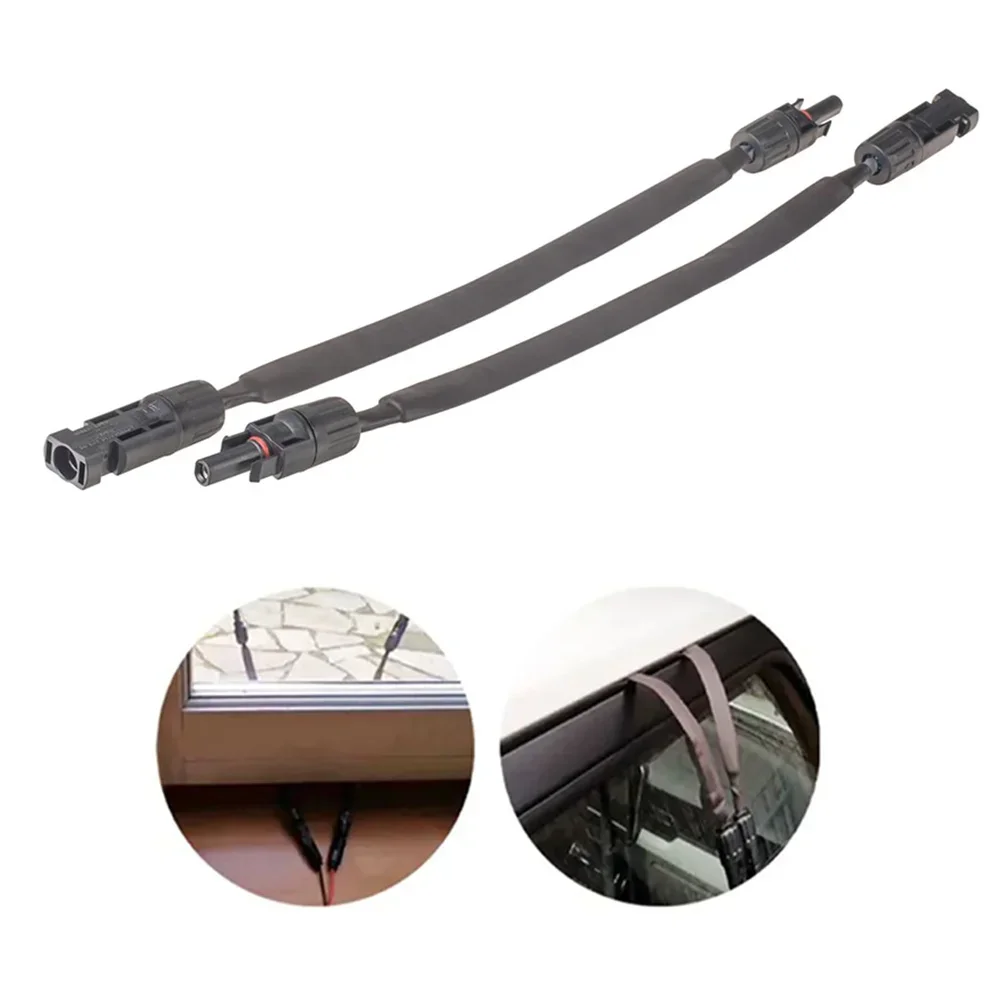 2pcs/Pair 35cm PV Solar Cable Feedthrough Cable Copper Flat Connection Balcony Solar Connector Adapter Extension