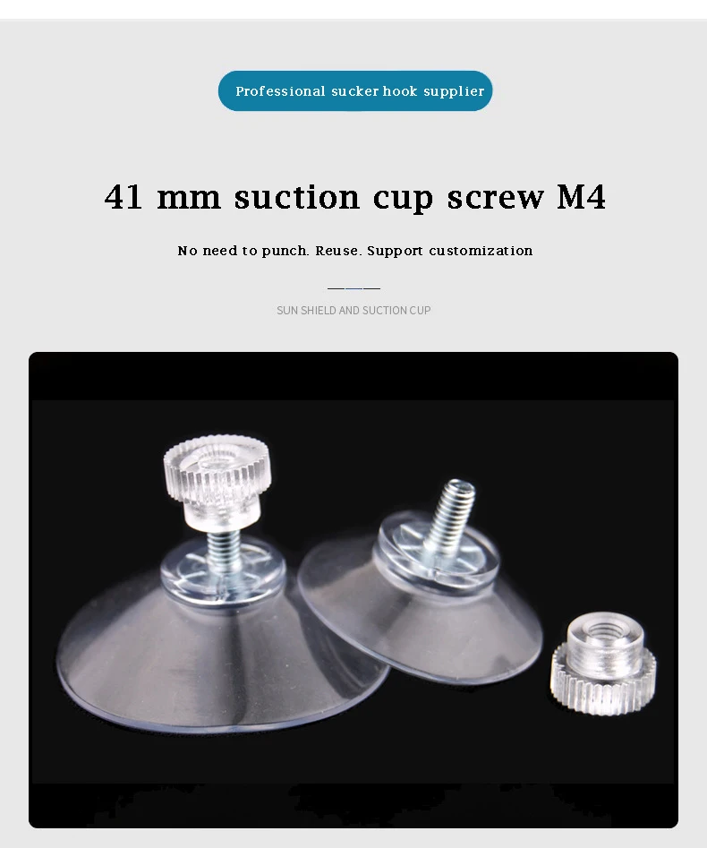 Description Picture 3 of itemSuction Cup Hooks with Screw Nut 40 mm Clear Sucker Pads Strong Adhesive Suction Holder for Car Glass Bathroom Wall Door