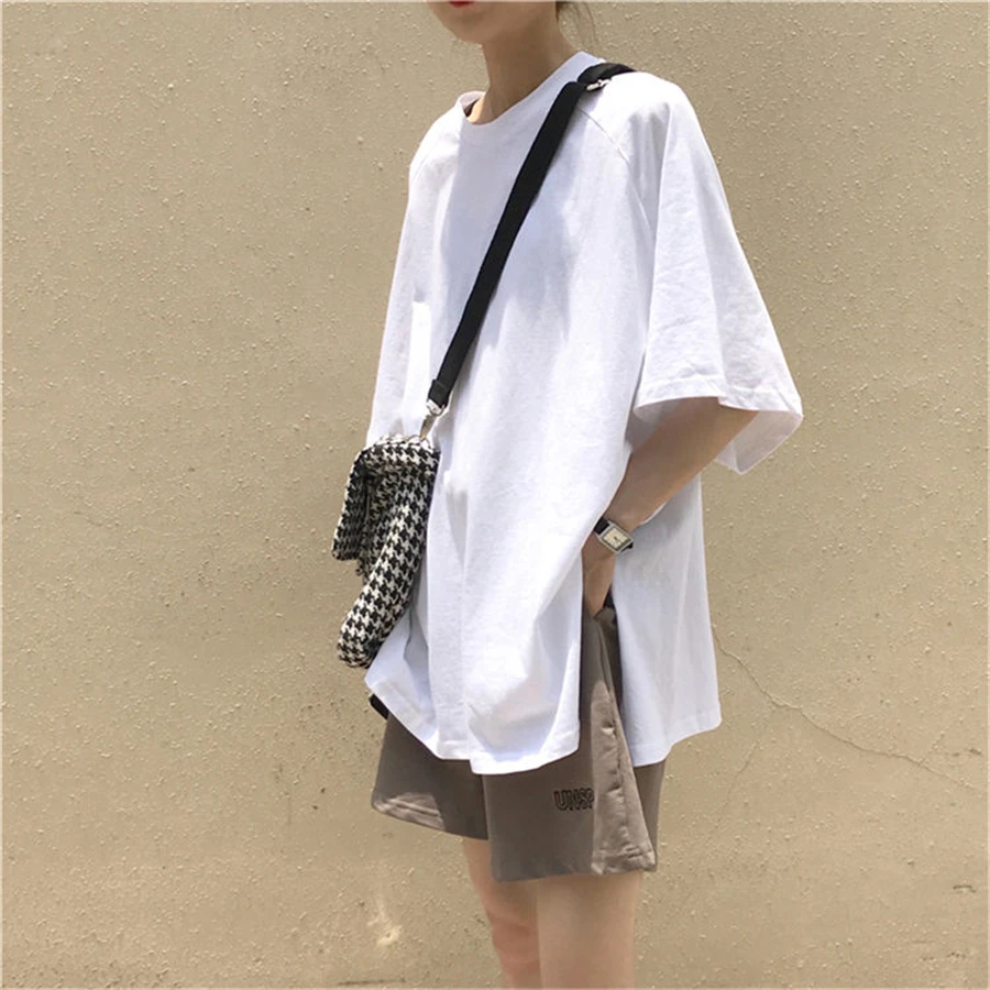 Women's Basic White Slit T-shirt+Letter Printed Short Pants Suit Summer Casual High Street Oversized Outfit Ladies Two Piece Set womens loungewear