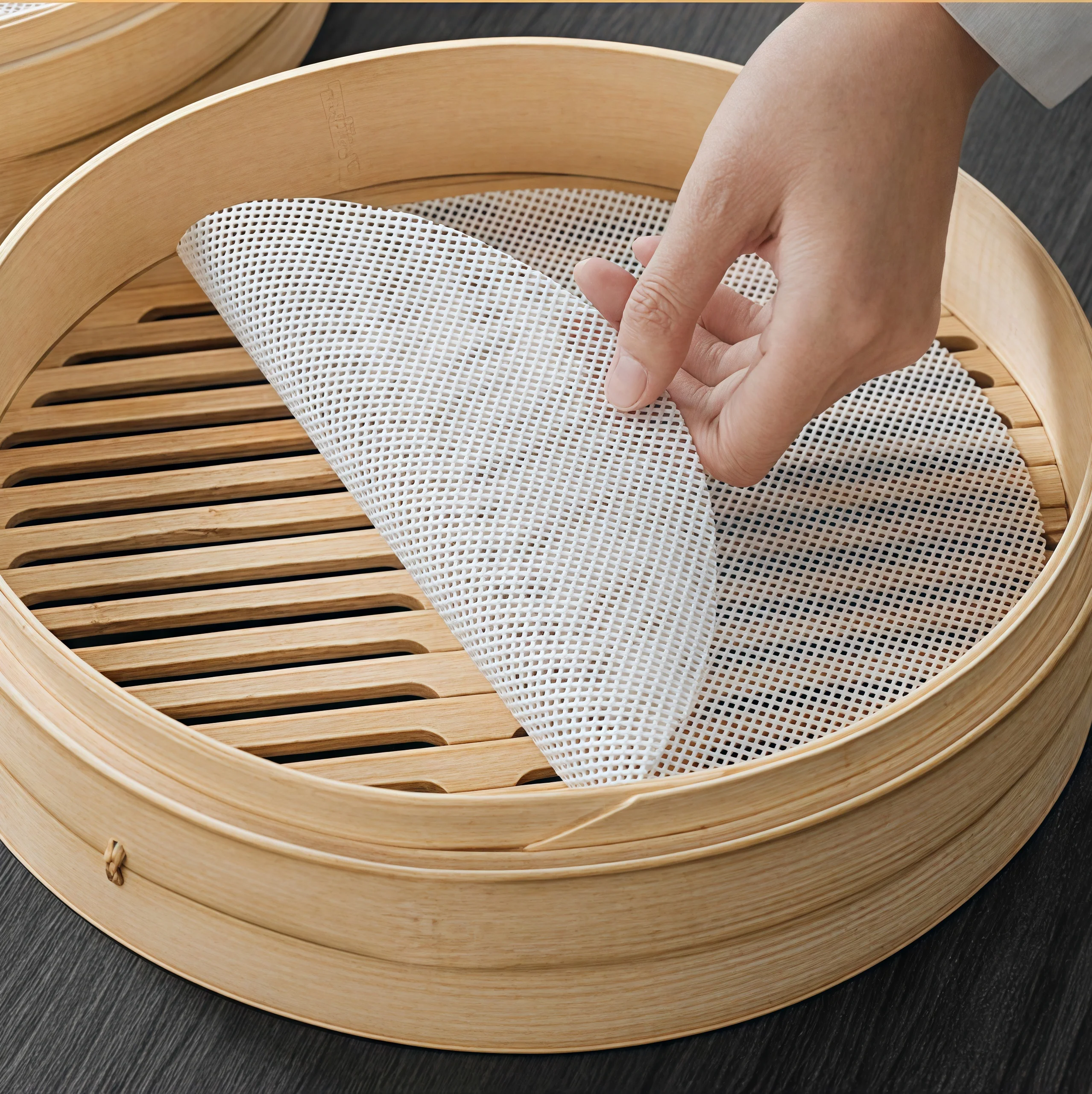 Non-stick Reusable Silicone Roly Steamer Mesh Round Mat Liners Pad Dim Sum Food Grade Pastry Dumpling Air Fryer Cooking Baking
