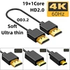 Nku 4K@60Hz HD2.0 19+1Core Mini-HD/Micro-HD Male to Male OD3.2 Ultra-thin High Speed Slim Cable for PC PS4 Camera Tablet HDTV