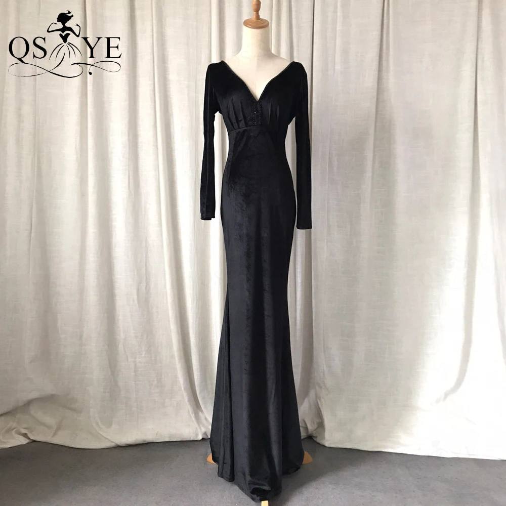 

Женское бархатное вечернее платье с юбкой-годе, V-образным вырезом и открытой спиной