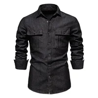 Chemise en Denim délavé à manches longues pour hommes, nouveau Style décontracté, couleur unie, 100% coton, pour le printemps et l'automne, taille européenne 3