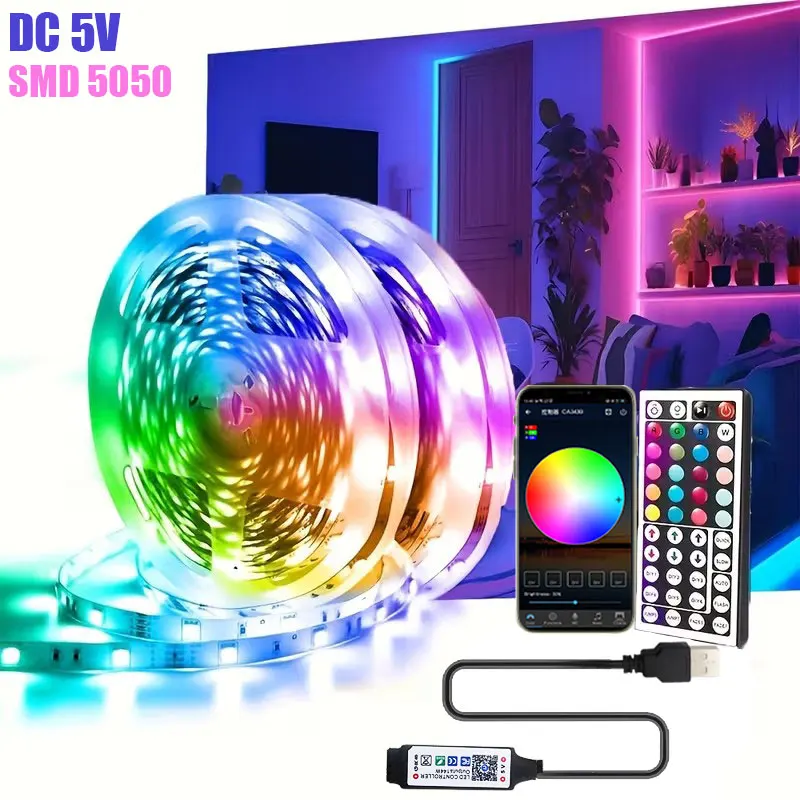 Smart Wifi Bluetooth Ir Rgb Led Lights Strip 5V Led Lights Room For Wall 1-30M Ice String Self-Adhesive Ribbon Band Tv Backlight