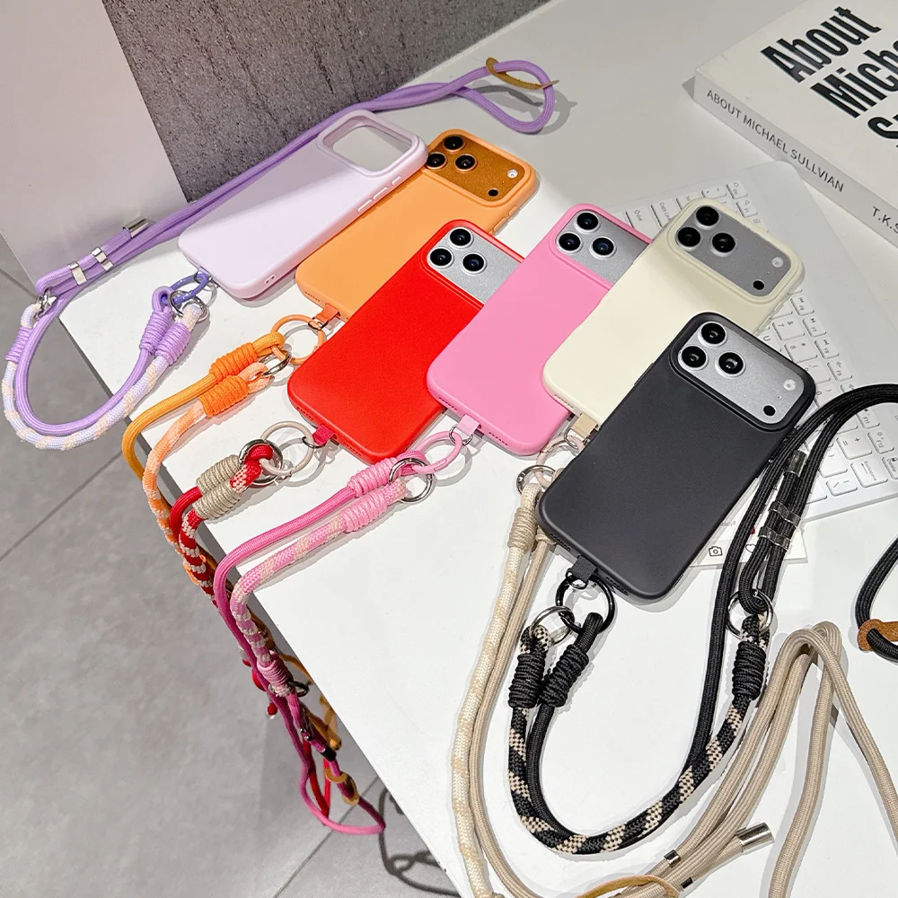 Adjustable Crossbody Lanyard with Soft Matte Finish Cover - Solid Color