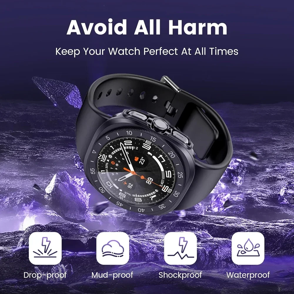 Premium 3-in-1 Tempered Glass Screen Protector with Hard PC Case & Bezel Ring Cover