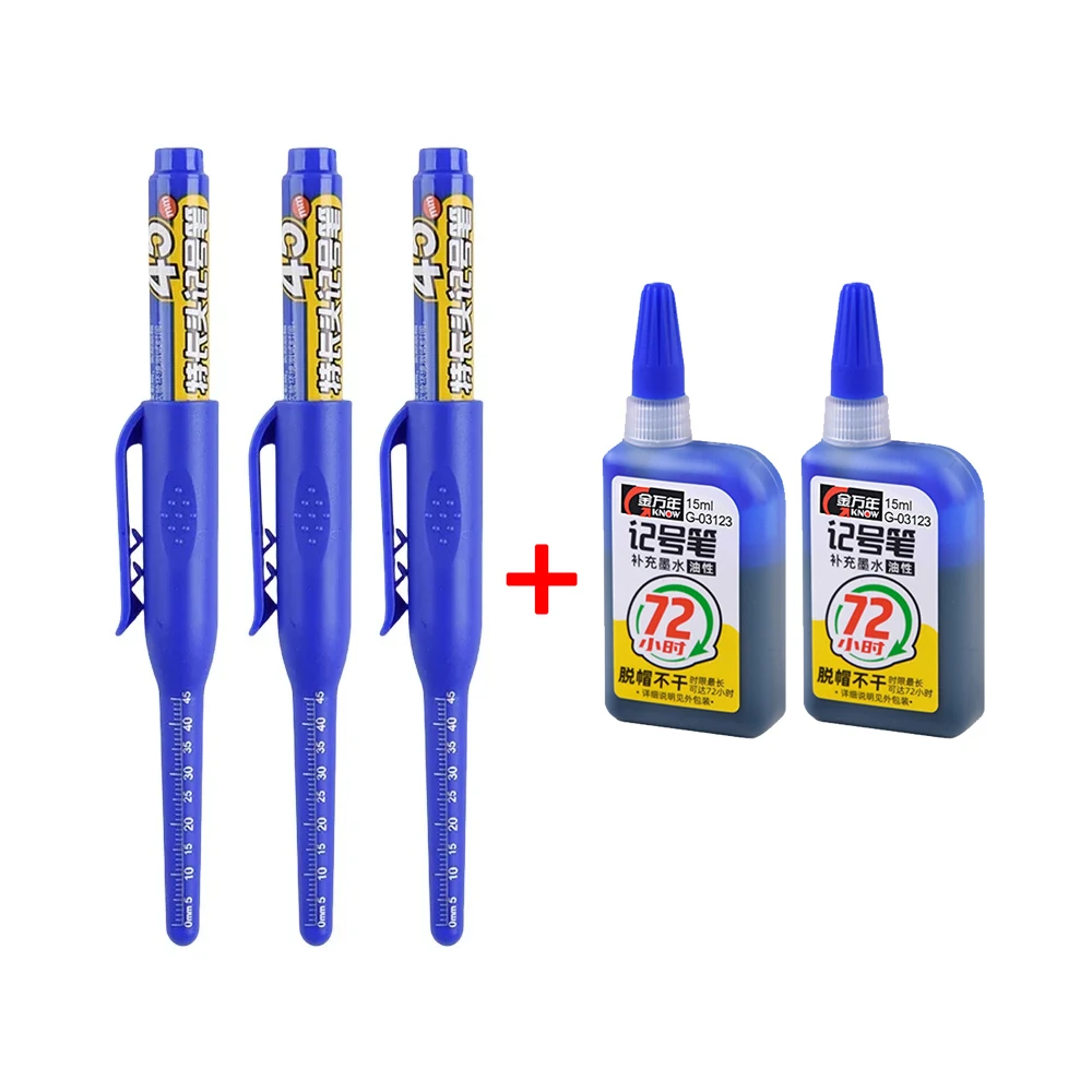 Deep Hole Marker Pens with Long Nib Head - Waterproof Ink for Precision Woodworking