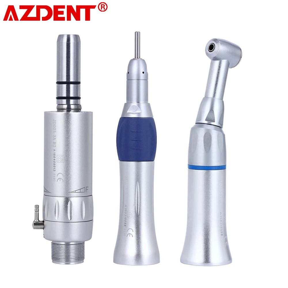 

AZDENT Dental Low Speed Handpiece E-type Push Button Contra Angle Straight Nose Cone Handpiece Dentist Air Motor 2/4 Holes