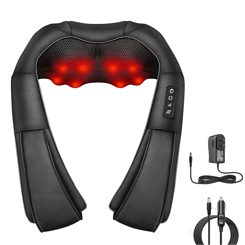 4D Shiatsu Neck and Shoulder Massager With Heat Electric Back Massagers Kneading Massage Pillow Full Body Muscle Home Car Use 1
