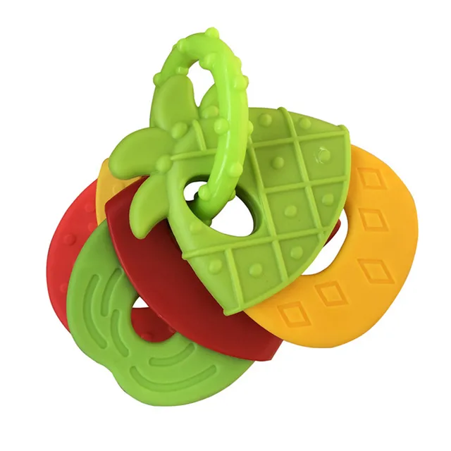 Baby Fruit Style Soft Rubber Rattle Teether Toy Newborn Chews Food Grade Silicone Teethers Infant Training Bed Toy Chew Toys Kid 5