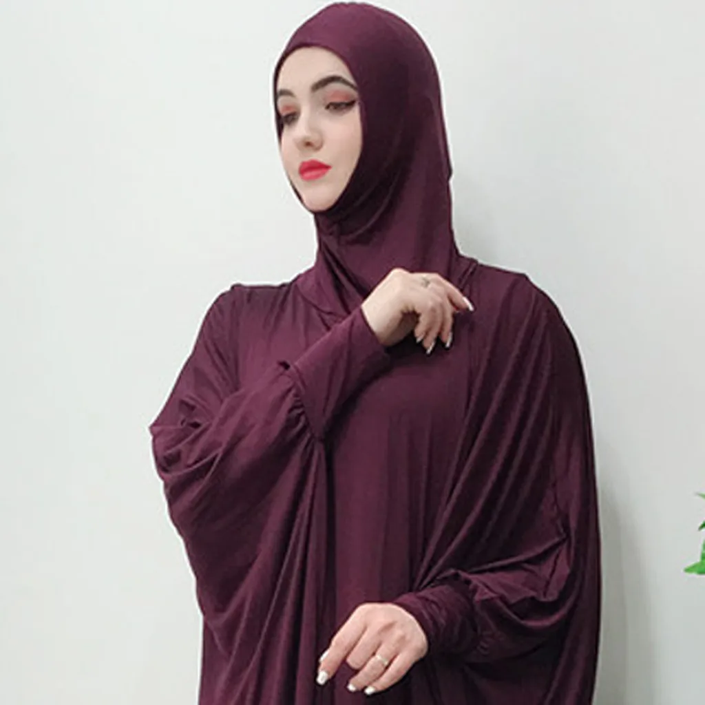 

Мусульманское женское цельнокроеное Молитвенное платье с капюшоном Abaya с дымчатым рукавом Исламская одежда, Дубай чёрное турецкое скромное платье из Саудовской Аравии