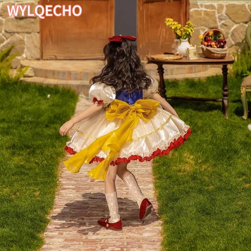 Summer Girls Dress Kids Pink Lace Bow Cute Lolita Party Dress Girls Clothes Birthday Party for Children Toddler Puffy Dres