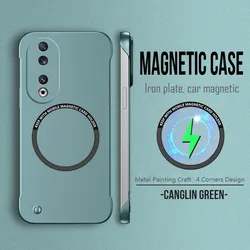 Sleek Magnetic Metal Frameless Phone Case with Enhanced Protection for Honor 50 (Green)