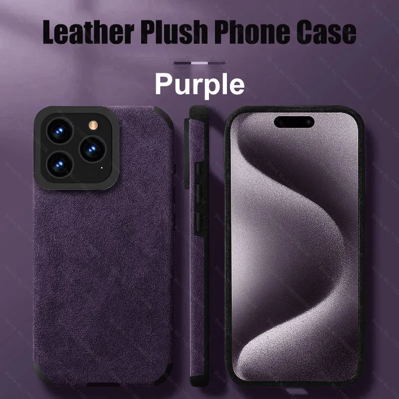 

Luxury Leather Plush Cases For iPhone 15 14 13 12 11 Pro Max Plus Matte Suede Soft Silicone Case Woman Cover Phone Accessories