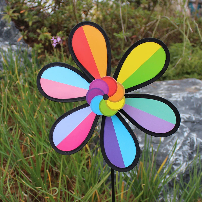 Rainbow Garden Windmill Pinwheel Decor 5