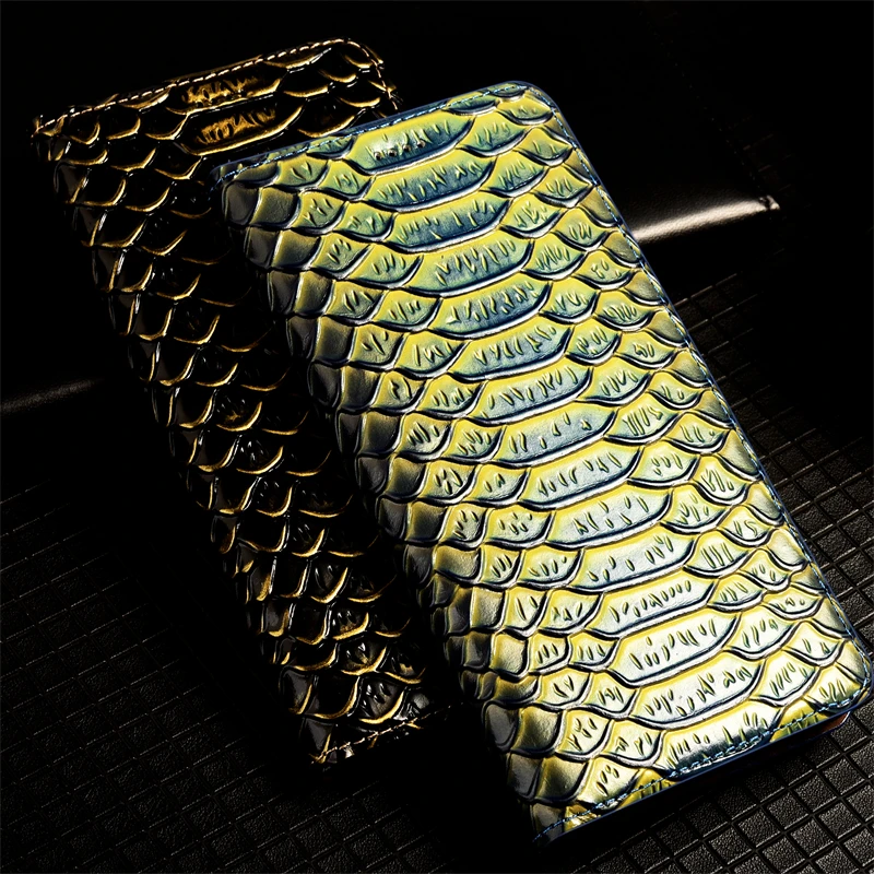 

Dragon Scale Pattern Cowhide Phone Case For ZTE Axon 7 9 10 10S 11 20 30 30S 40 Pro Mini S Uitra SE Magnetic Flip Cover