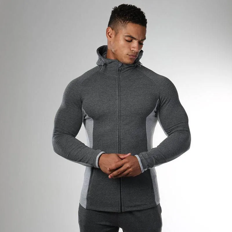 

Summer Running Training Fashion Breathable Slim Fit Panel Sweater Solid Color Men's Muscle Breathable Coat