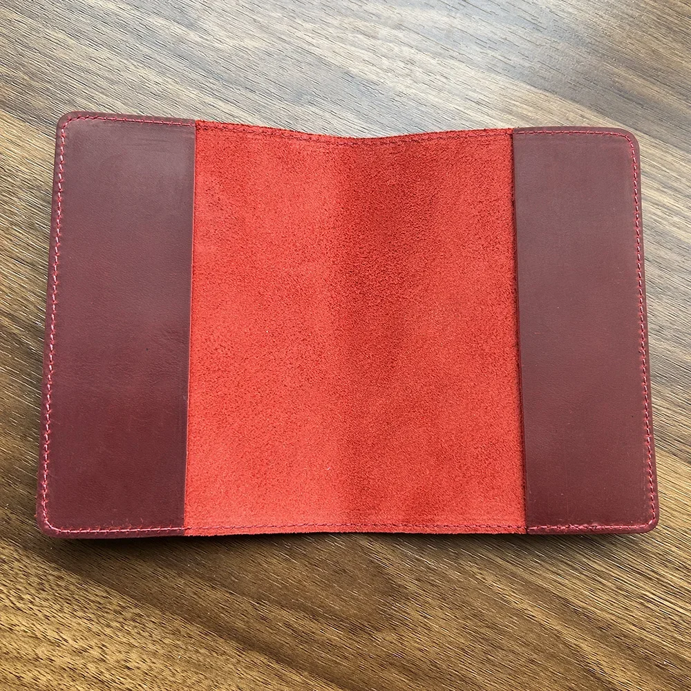 Unisex Plain Custom Engraved Genuine Leather RFID Passport Holder with Vacancy Blank Personalized Travel Document Case