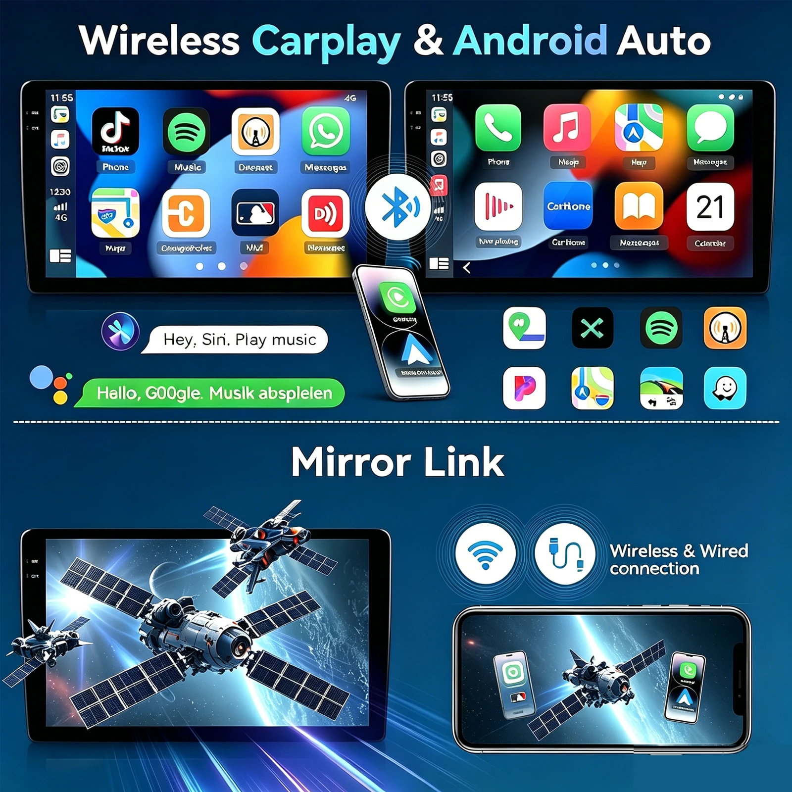 Android 15 4+64GB Radio de coche reproductor multimedia vídeo GPS para Mitsubishi Outlander 2006-2011, Peugeot 4007, Citroën C, compatible con CarPlay, Android Auto, WiFi, estéreo con cámara ESSGOO 6