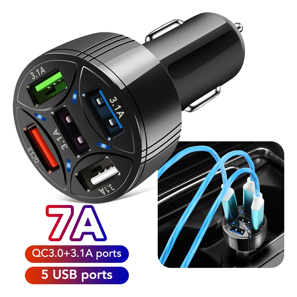 48W Quick Car Charge 5 Ports USB Fast Charging for Chevrolet Cruze Aveo Captiva Trax Lova Malibu Renault CAPTUR Megane Koleos |